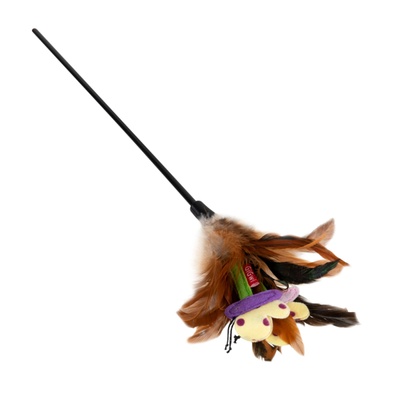 Игрушка для котов Дразнилка с перьями на стеке GiGwi Teaser, перо, пластик, текстиль, 55 см 75028 фото