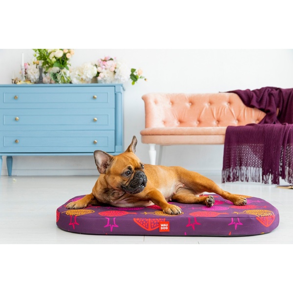 Лежанка для собак WAUDOG Relax, рисунок "Гранат", со сменным чехлом, S, Ш 55 смсм, Дл 40см 097-0107 фото
