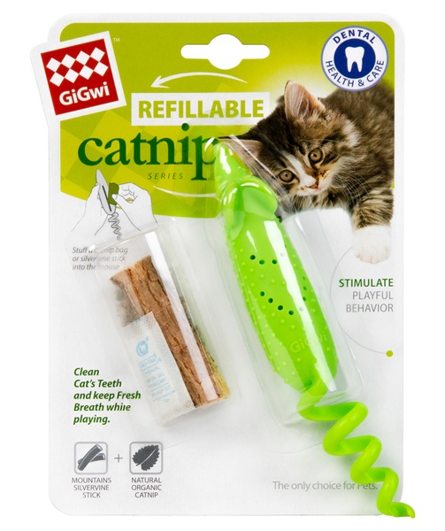 Игрушка для кошек Мышка резиновая GiGwi Refillable Catnip, резина, 16,5 см 2347 фото