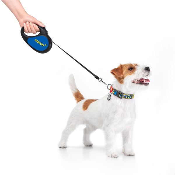 Повідець-рулетка для собак зі світловідбиваючою стрічкою Сміливість Waudog, M, чорний 8125-0231-01 фото