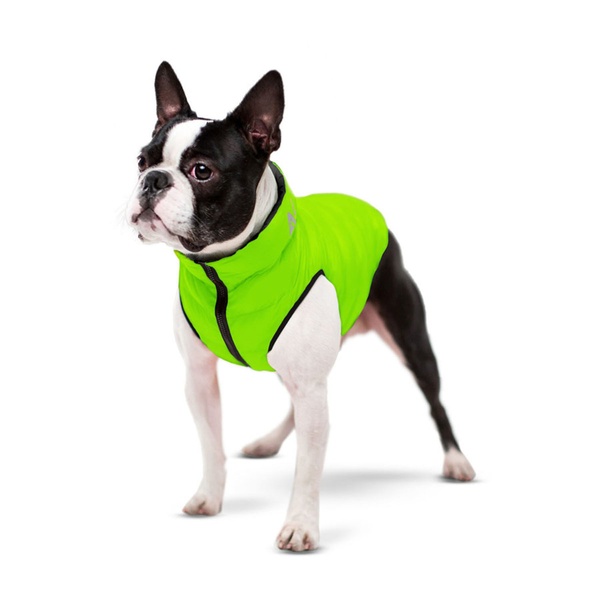Курточка для собак двостороння Airyvest, XS 22, салатово-чорний 1716 фото