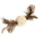 Игрушка для котов Плетеный мячик с колокольчиком и перьями GiGwi Catch&scratch, перо, дерево, 13 см 75047 фото 1