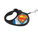 Повідець-рулетка для собак зі світловідбиваючою стрічкою Супермен-герой Waudog, XS, чорний 8123-1008-01 фото 1
