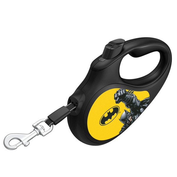 Повідець-рулетка для собак зі світловідбиваючою стрічкою Бетмен жовтий Waudog, XS, чорний 8123-1002-01 фото
