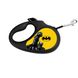 Повідець-рулетка для собак зі світловідбиваючою стрічкою Бетмен жовтий Waudog, XS, чорний 8123-1002-01 фото 1