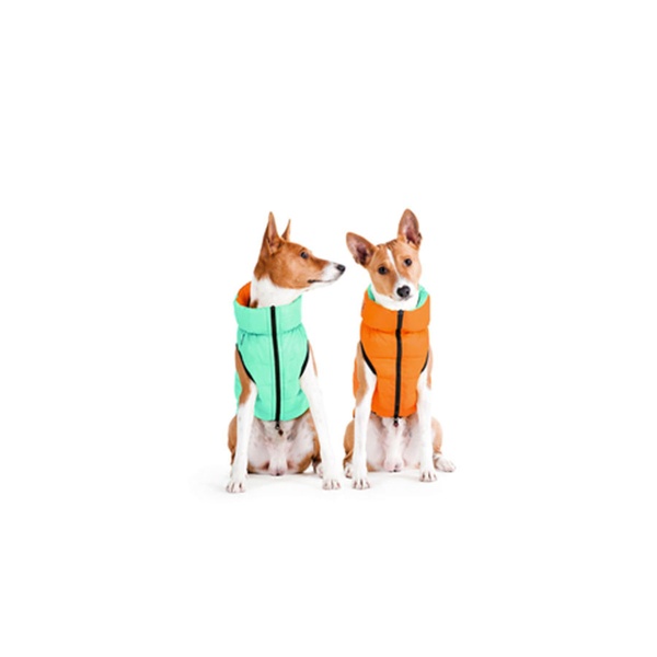 Курточка для собак двостороння Airyvest Lumi, XS 22, салатово-помаранчевий 2112 фото