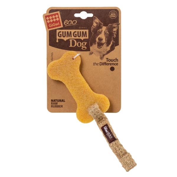 Игрушка для собак Резиновая кость малая GiGwi Gum Gum, экорезина, текстиль, 24 см 2302 фото