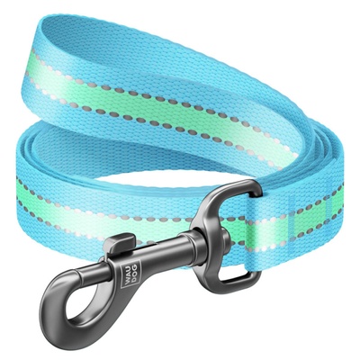Поводок для собак нейлоновый WAUDOG Nylon, светящийся/светоотражающий, Ш 15 мм, Дл 122 см голубой 45662 фото
