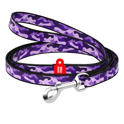 Поводок для собак нейлоновый WAUDOG Nylon, рисунок "Фиолетовый камо", Ш 10 мм, Дл 122 см 5243 фото