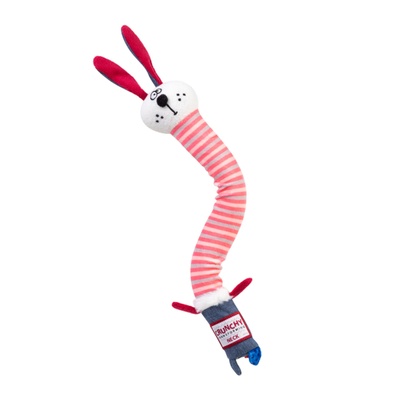Игрушка для собак Заяц с хрустящей шеей и пищалкой GiGwi Crunchy, текстиль, пластик, 28 см 75516 фото
