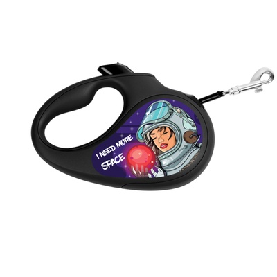 Повідець-рулетка для собак зі світловідбиваючою стрічкою Більше космосу Waudog, XS, чорний 8123-0126-01 фото