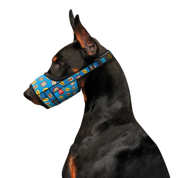 Намордник для собак WAUDOG Nylon, рисунок "ВАУ", пластиковый фастекс, размер №1, О 14-20 см 5378 фото