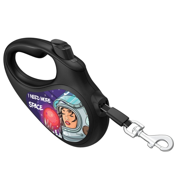 Повідець-рулетка для собак зі світловідбиваючою стрічкою Більше космосу Waudog, XS, чорний 8123-0126-01 фото