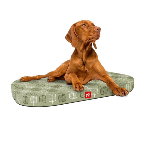 Лежанка для собак WAUDOG Relax, рисунок "Зеленые листья", со сменным чехлом, S, Ш 55см, Дл 40см 097-0108 фото