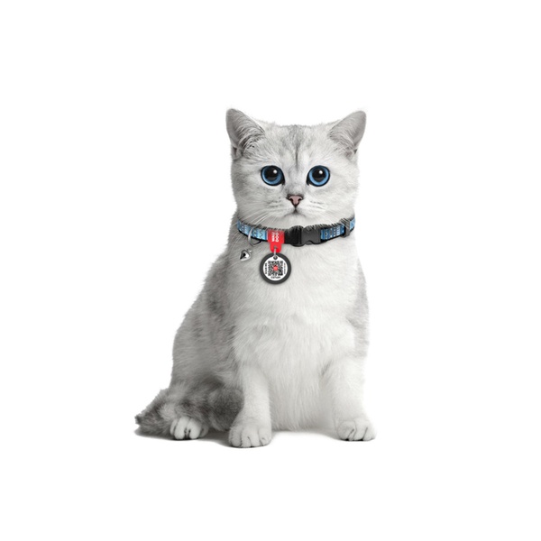 Ошейник для котов нейлоновый WAUDOG Nylon c QR паспортом, рисунок "Этно синий", пластиковый фастекс, Ш 10 мм, Дл 20-30 см 5266 фото