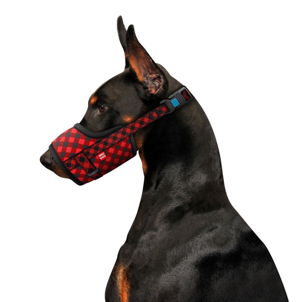 Намордник для собак Клітинка червона, пластиковий фастекс Waudog, №1 5374 фото