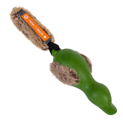 Игрушка для собак Утка с отключаемой пищалкой GiGwi Push to mute, резина, искусственный мех, 30 см 2331 фото