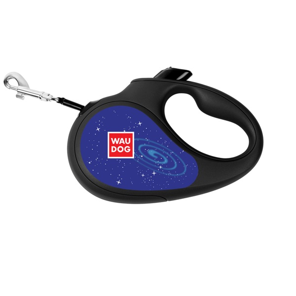 Повідець-рулетка для собак зі світловідбиваючою стрічкою Галактика Waudog, XS, чорний 8123-0125-01 фото