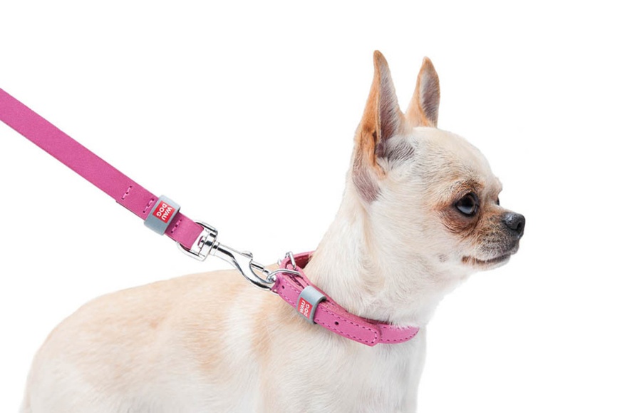 Повідець для собак шкіряний Waudog, XS, рожевий 08137 фото