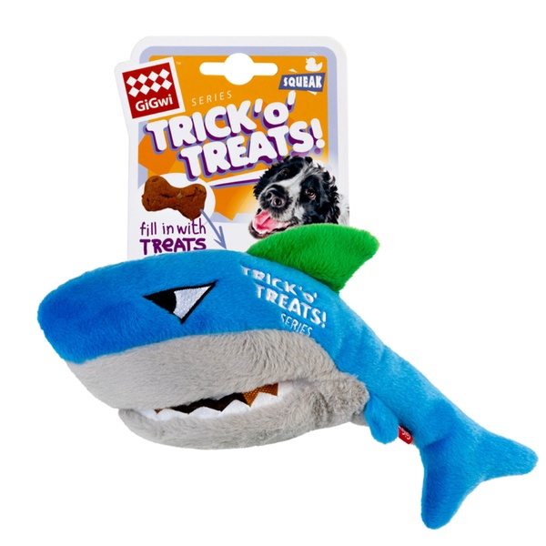 Іграшка для собак Акула для ласощів з пискавкою Gigwi 75049 фото